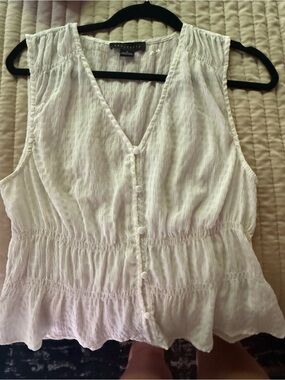 Sanctuary White V-Neck Button-Front Peplum Camisole
